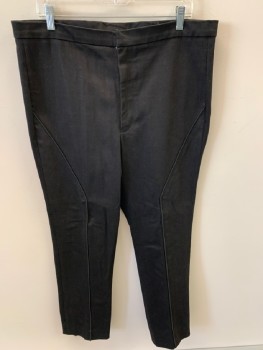 Mens, Sci-Fi/Fantasy Pants, MTO, Black, Cotton, Elastane, Solid, 38/30, Zip Front, Piping 3/4 0f The Way Down From Hip/ To CF Of Knee/ To Hem