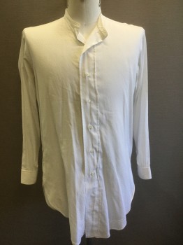 D.R.SILLESKY & CO, Off White, Cotton, Diamonds, Self Diamond Pattern, Long Sleeve Button Front, Band Collar, **Has Some Gray (Ink?) Stains Near Neck/Front