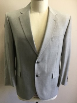 JOS. A. BANK, Lt Gray, Wool, Silk, Single Breasted, 2 Buttons,  Notched Lapel,