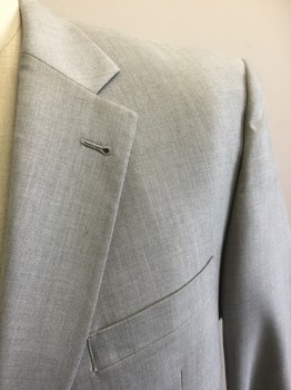 JOS. A. BANK, Lt Gray, Wool, Silk, Single Breasted, 2 Buttons,  Notched Lapel,