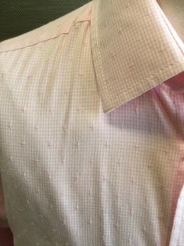 TOMMY HILFIGER, Pink, White, Cotton, Check , Dots, Button Front, Collar Attached, Long Sleeves, Small Check with Swiss Dot