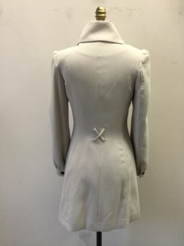H&M, Taupe, Polyester, Viscose, Solid, Double Breasted, Snap Front, Rounded Wide Collar Attached, Sleeves Gathered at Shoulder Inset and Cuff, Belt Loops, NO BELT