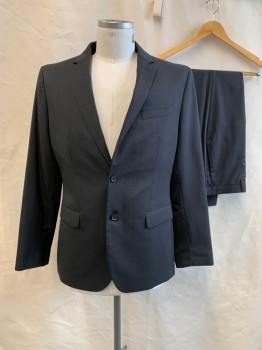 Mens, Suit, Jacket, BANANA REPUBLIC, Charcoal Gray, Wool, Solid, 42R, Single Breasted, Collar Attached, Notched Lapel, 3 Pockets, 2 Buttons