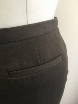 Womens, Skirt, Knee Length, GRACE ELEMENTS, Dk Brown, Polyester, Rayon, Solid, 8, Gabardine, Pencil Skirt, 3/4" Self Waistband, 2 Welt Pockets at Front Hips, Invisible Zipper at Back Waist **Barcode Located Behind Front Pocket