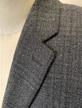 JOHN VARVATOS, Dk Gray, Charcoal Gray, Wool, Plaid, Single Breasted, Notched Lapel, 2 Buttons, 3 Pockets