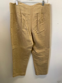 Mens, Historical Fiction Pants, NL, Khaki Brown, Wool, 36/30, Zip Front, Flat Front, Higher Waistband at Back, Suspender Buttons at Inner Waistband