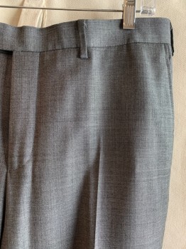 SUIT SUPPLY, Gray, Wool, Solid, Heathered, SUIT PANTS, Flat Front, 5 Pockets, Belt Loops, Zip Fly, Button Closure