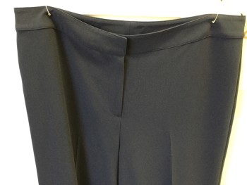 ST JOHN, Navy Blue, Polyester, Wool, Solid, Flat Front, Zip Fly, Straight Leg