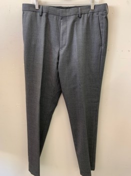 J CREW, Gray, Wool, Solid, Flat Front, Zip Front, 4 Pockets, BL