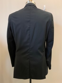 Mens, Suit, Jacket, TED BAKER, Black, Wool, Polyester, Solid, 38/32, 46 XL, 2 Buttons, Single Breasted, Notched Lapel, 3 Pockets,