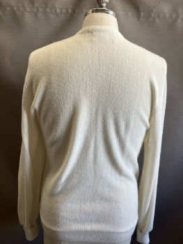 PURITAN, Off White, Acrylic, Solid, Cardigan, V-N, 6 Btn, L/S