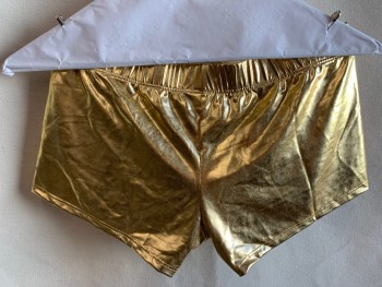 Mens, Shorts, GARY M, Gold, Polyester, Spandex, Solid, M, Elastic Waistband, Zip Fly