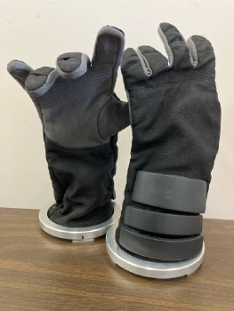 Unisex, Sci-Fi/Fantasy Gloves, MTO, M/L, Black And Gray Gortex, with 3 Rubber Barred Gauntlet, Aluminum Ring Attaches To Space Suit