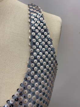 Womens, Cocktail Dress, AQUA , Silver, Gray, Polyester, Spandex, B34, S, W28, Sequins, Gray Mesh, Scoop Neck, Sleeveless, Hem Above Knee, Low Back