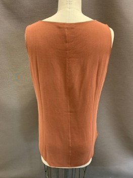 EILEEN FISHER, Dusty Rose Pink, Silk, Solid, Scoop Neck, Sleeveless