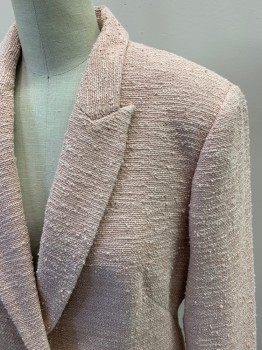 Womens, Blazer, L'AGENCE, Ballet Pink, Poly/Cotton, Solid, 6, Single Breasted, 1 Button, Peaked Lapel, 2 Pockets With Flaps. Slubs, Medallion Shank Button