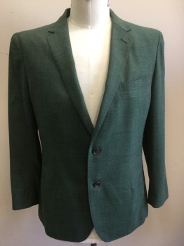 Mens, Sportcoat/Blazer, BONOBOS, Jade Green, Navy Blue, Wool, 2 Color Weave, 42R, Single Breasted, 2 Buttons,  1 Pocket, Notched Lapel, Fitted/Slim Fit, Unlined