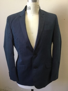 EMILIO ORSINI, Navy Blue, Fuchsia Pink, Cotton, Polyester, Solid, Micro Weave, 2 Button Front, Pocket Flaps , Notched Lapel,