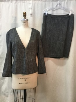 Womens, Suit, Jacket, ANN TAYLOR, Heather Gray, Polyester, Rayon, Heathered, 10, Heather Gray, 3 Hook & Eye Closures