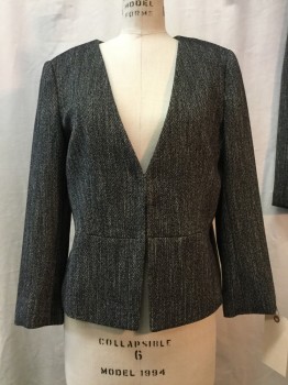 Womens, Suit, Jacket, ANN TAYLOR, Heather Gray, Polyester, Rayon, Heathered, 10, Heather Gray, 3 Hook & Eye Closures