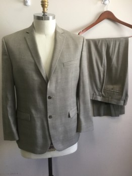 MARC NEW YORK, Lt Gray, Black, Polyester, Rayon, Glen Plaid, Single Breasted, 2 Buttons,  Notched Lapel, 3 Pockets, 2 Back Vents,