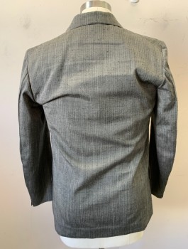 SIAM COSTUMES , Gray, White, Cotton, Stripes - Pin, Single Breasted, Notched Lapel, 3 Buttons, 3 Pockets, Made To Order