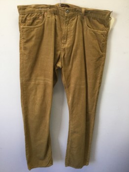Mens, Casual Pants, CIVILIANAIRE, Caramel Brown, Cotton, 36/33, Flat Front, Jeans Style, Corduroy,