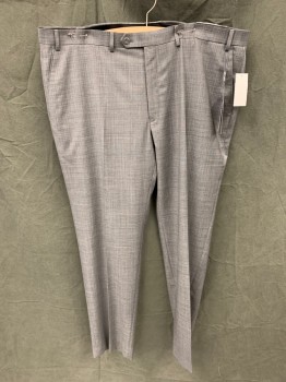 MICHAEL KORS, Blue-Gray, Wool, Polyester, Heathered, Flat Front, Zip Fly, Button Tab Closure, 4 Pockets, Belt Loops