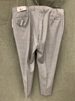 MICHAEL KORS, Blue-Gray, Wool, Polyester, Heathered, Flat Front, Zip Fly, Button Tab Closure, 4 Pockets, Belt Loops