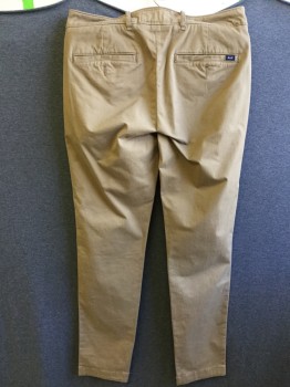 Mens, Casual Pants, ABERCROMBIE & FITCH, Lt Brown, Cotton, Solid, I:30, W31, Flat Front, 5 Pockets,