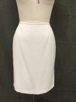 LE SUIT, White, Polyester, Solid, Pencil Skirt, 1/2" Waistband, Back Zip, Back Vent