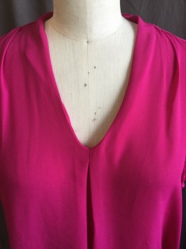 WORTHINGTON, Pink, Polyester, Spandex, Solid, V-neck with 1" Sewn/released Center Front, Sleeveless, Curved Hem (different Fabric Pink Back)