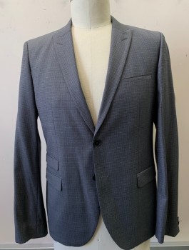 Mens, Suit, Jacket, HUGO BOSS, Gray, Wool, Pin Dot, 42R, 2 Button, 3 Flap Pocket, D016963ouble Vent