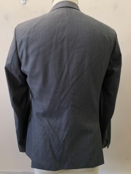 Mens, Suit, Jacket, HUGO BOSS, Gray, Wool, Pin Dot, 42R, 2 Button, 3 Flap Pocket, D016963ouble Vent