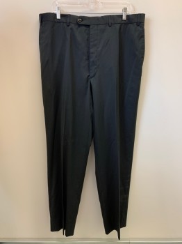 Mens, Suit, Pants, TED BAKER, Black, Wool, Polyester, Solid, 38/32, F.F, Side Pockets, Zip Front, Belt Loops,