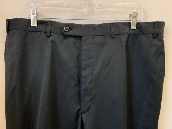 Mens, Suit, Pants, TED BAKER, Black, Wool, Polyester, Solid, 38/32, F.F, Side Pockets, Zip Front, Belt Loops,