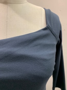 Womens, Top, COSTUME CO-OP, Dk Gray, Cotton, Spandex, Solid, S, Boat Neck, L/S, Gathered Right Bust, MULTIPLES