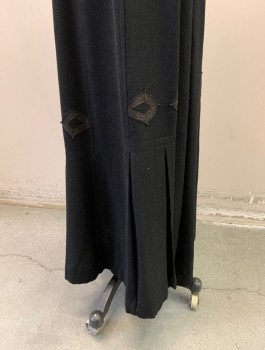 MTO, Black, Wool, Navy  Gross Grain Waistband, Diagonal Rib Weave, Black Cording & Ribbon Detail at Sides, Inverted Pleats at Bottom
