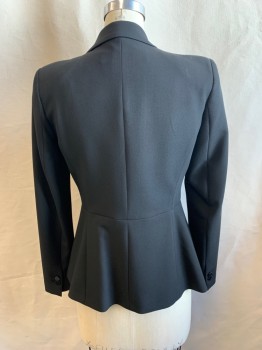 Womens, Blazer, ZARA, Black, Polyester, Acetate, Solid, S, Peak Satin Lapel, Single Breasted, Button Front, 1 Button, Side Pockets, Padded Shoulders