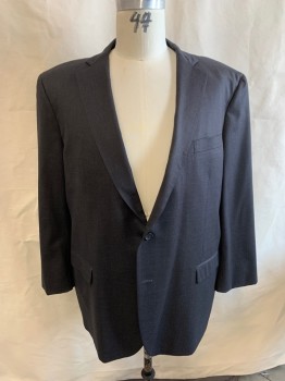 Mens, Suit, Jacket, BROOKS BROTHERS, Charcoal Gray, Wool, Heathered, 50L, Single Breasted, 2 Buttons, 3 Pockets, Notched Lapel, Single Vent