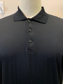 PAOLO VALINZI, Black, Cotton, Solid, S/S, 3 Buttons, Collar Attached