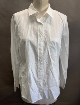 J CREW, White, Cotton, Solid, L/S, Button Front, Pocket, Perfect Fit, Back Yolk