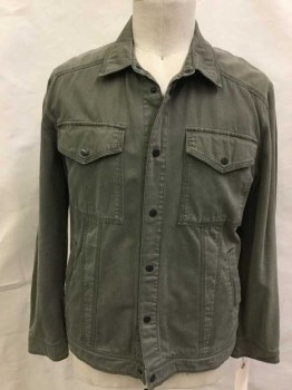 Mens, Casual Jacket, MICHAEL STARS, Cotton, Solid, XL, Snap Front, Collar Attached, Snap Cuffs, Flap Pocket, 2 Slit Pocket,