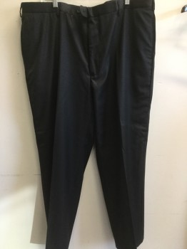 Mens, Suit, Pants, JOSEPH ABBOUD, Black, Wool, Stripes - Pin, 43/31, Flat Front, Slit Pockets, Zip Fly