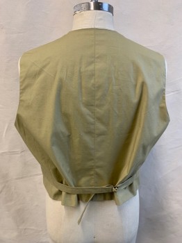 SIAM COSTUMES, Warm Gray, Lt Brown, Wool, Check - Micro , Heathered, 4 Button Front, 4 Pockets, Solid Khaki Back with Self Attached Back Waist Belt