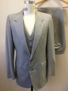 Mens, Suit, Jacket, ACADEMY AWARDS, Lt Gray, Blue, Wool, Stripes - Pin, 39R, Light Gray with Blue Pin Stripes, Single Breasted, Notched Lapel, 2 Buttons,  3 Pockets