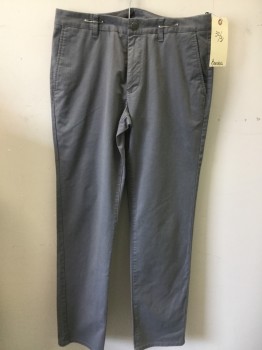 Mens, Casual Pants, BONOBOS, Gray, Cotton, Solid, 31, 32, Flat Front, 4 Pockets,
