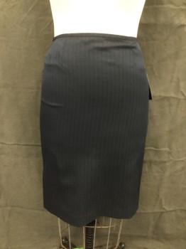 Womens, 1990s Vintage, Suit, Skirt, LE SUIT, Navy Blue, Polyester, Stripes - Shadow, 10, Shadow Stripe, 1/2" Waistband, Hidden Center Back Zipper, Below Knee