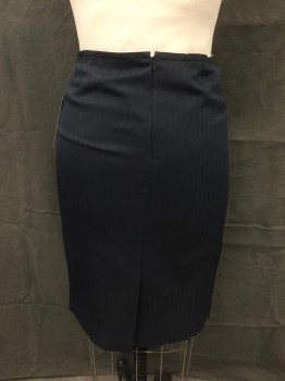 Womens, 1990s Vintage, Suit, Skirt, LE SUIT, Navy Blue, Polyester, Stripes - Shadow, 10, Shadow Stripe, 1/2" Waistband, Hidden Center Back Zipper, Below Knee