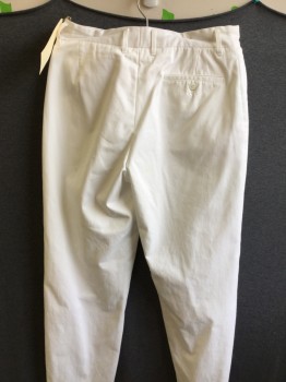 Mens, Casual Pants, N/L, White, Cotton, Solid, 30, 30, Single Pleated Front, 3 Pockets,